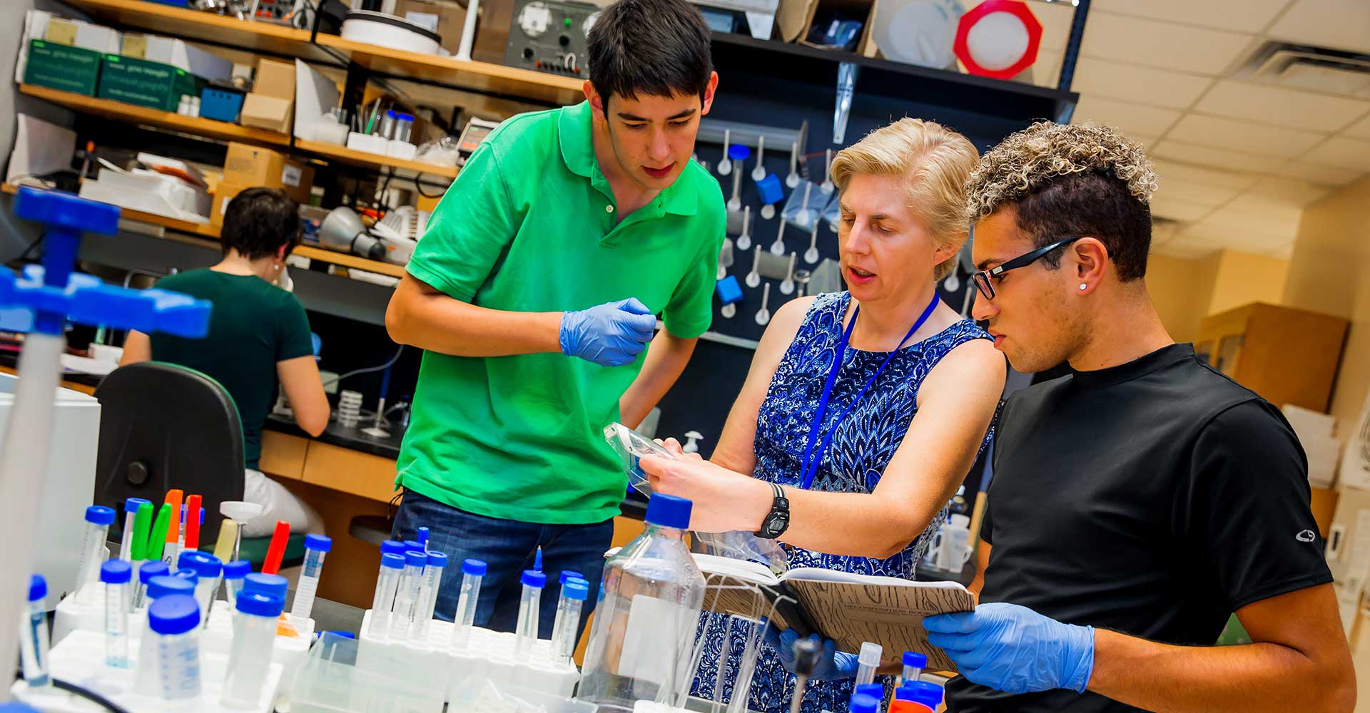 students in a chemistry lab