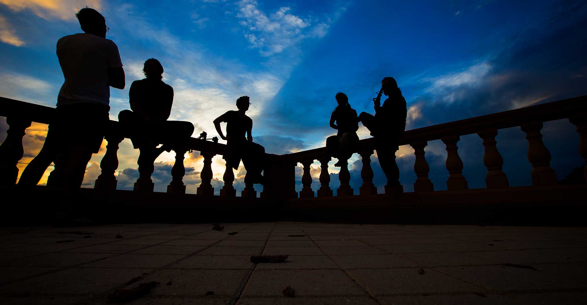 students enjoying the sunset