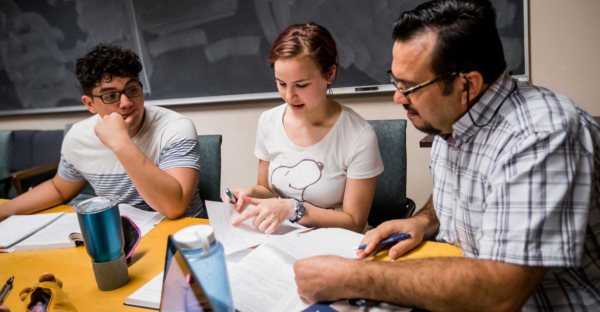 professor and students in a classroom